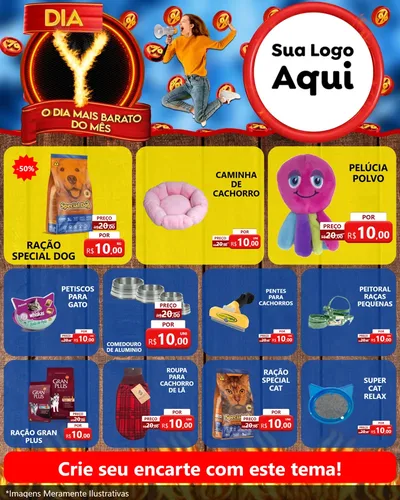 Modelo de Rede Social para Feed Instagram com o tema Dia Y - O Dia Mais Barato Do Mês para Pet Shop