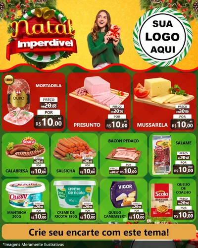 Modelo de Rede Social para Feed Instagram com o tema Natal Imperdível para Frios e Laticínios