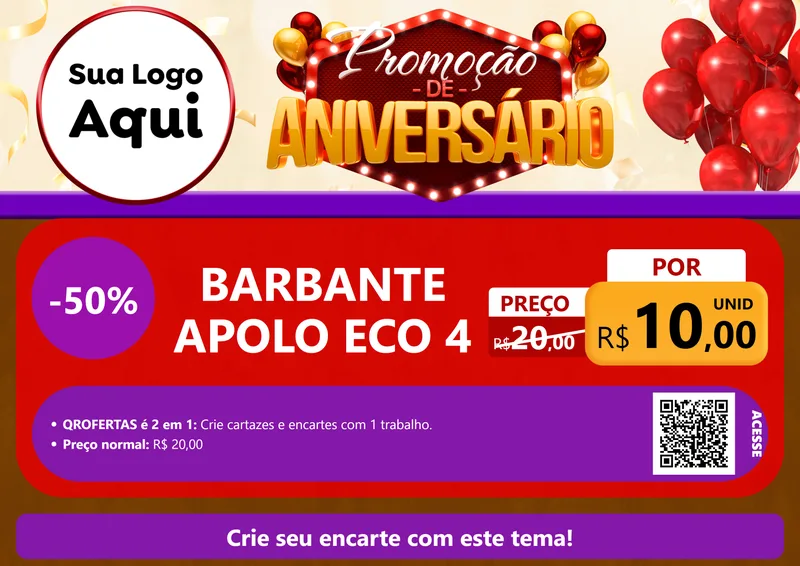 Modelo de Cartaz para Cartaz A4 Horizontal com o tema Promoção de Aniversário para Armarinho e Aviamentos