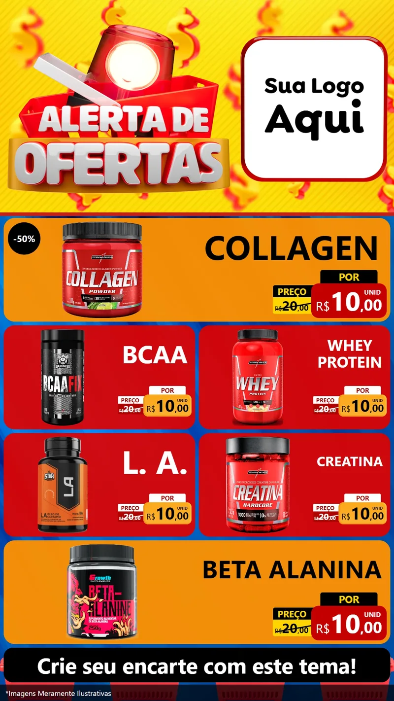 Modelo de TV para TV Vertical com o tema Alerta de Ofertas para Suplementos alimentares