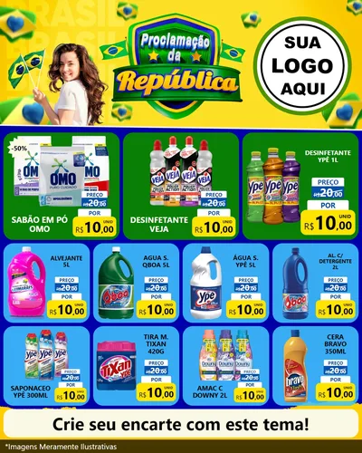 Modelo de Rede Social para Feed Instagram com o tema Proclamação da República para Produtos de Limpeza
