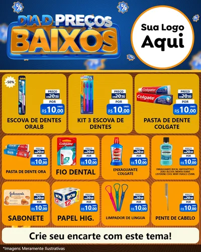 Modelo de Rede Social para Feed Instagram com o tema Dia D Preço Baixo para Higiene Pessoal