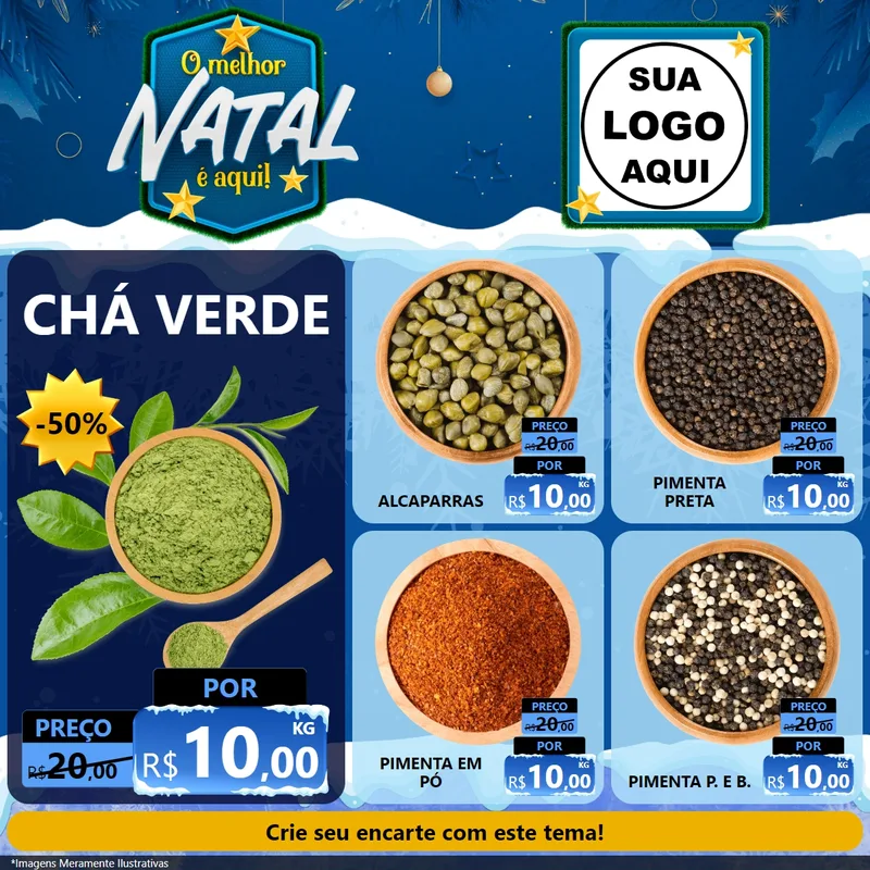 Modelo de Rede Social para Feed Facebook com o tema O Melhor Natal É Aqui! para Produtos Naturais