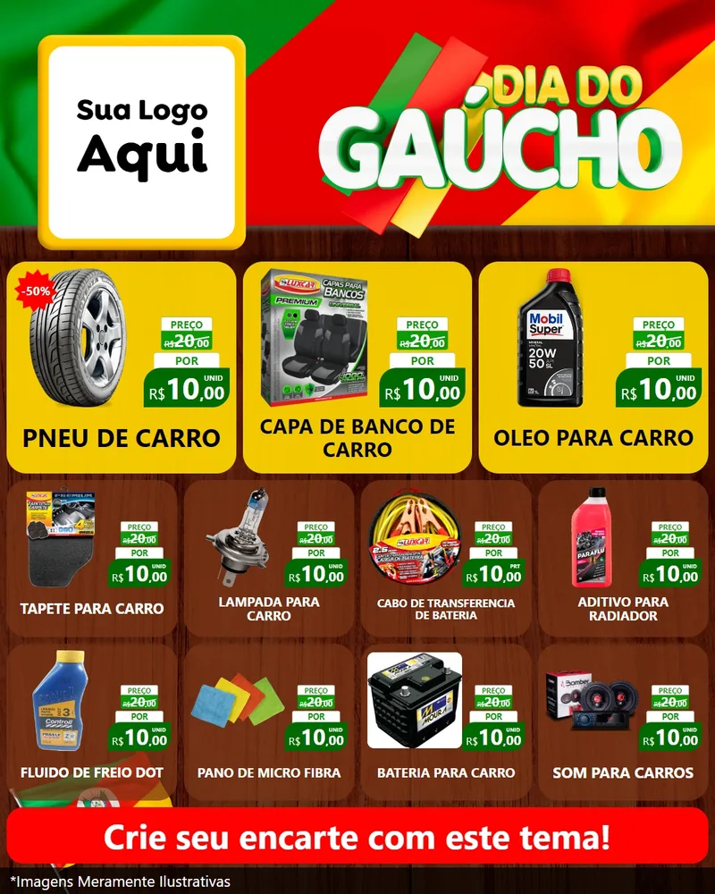 Modelo de Rede Social para Feed Instagram com o tema Dia do Gaúcho para Auto peças