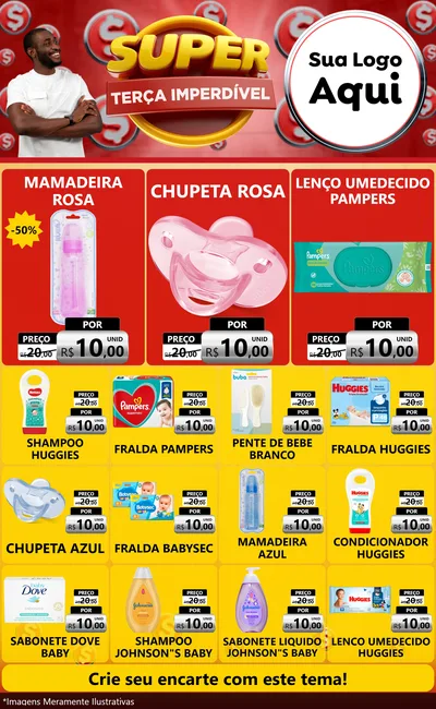Modelo de Encarte para Encarte Grande com o tema Super Terça Imperdível para Bebês