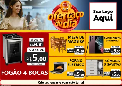 Modelo de Encarte para Encarte A4 Horizontal com o tema Ofertaço Do Dia para Móveis e Eletro