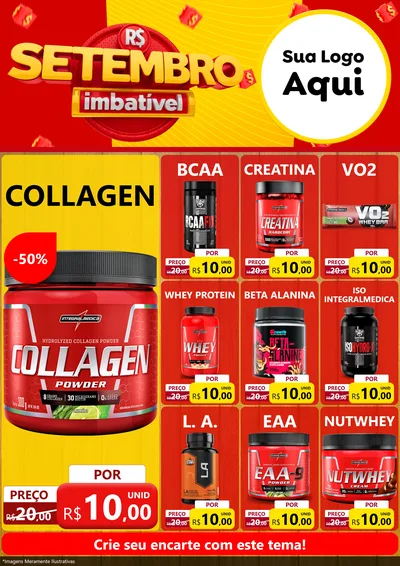 Modelo de Encarte para Encarte A4 Vertical com o tema Setembro Imbatível para Suplementos alimentares