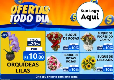 Modelo de Encarte para Encarte A4 Horizontal com o tema Ofertas Todo Dia para Floricultura e jardim