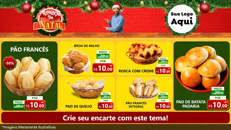 Modelo de TV para TV Horizontal com o tema Promoção de Natal para Padaria