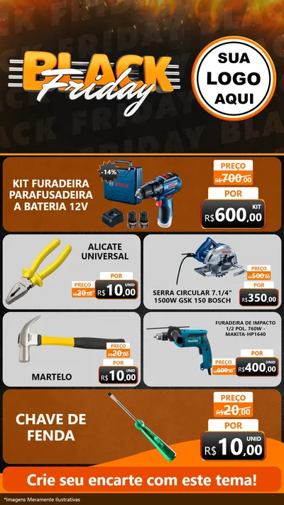 Modelo de TV para TV Vertical com o tema Black Friday para Maquinas e Ferramentas