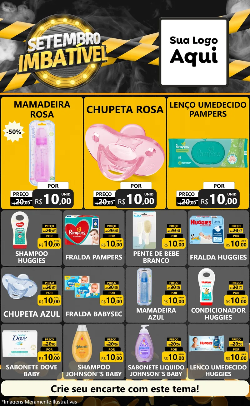 Modelo de Encarte para Encarte Grande com o tema Setembro Imbatível para Bebês