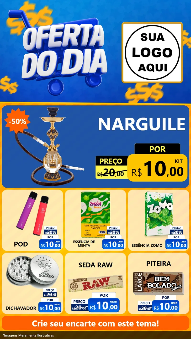Modelo de Rede Social para Stories com o tema Oferta do Dia para Tabacaria