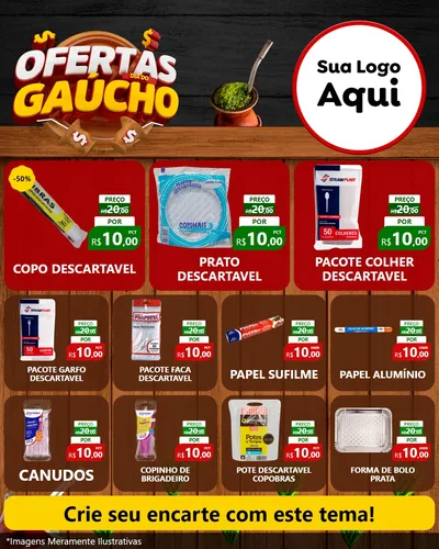 Modelo de Rede Social para Feed Instagram com o tema Ofertas Dia do Gaúcho para Embalagens