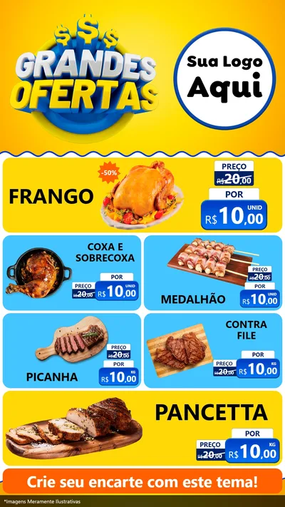 Modelo de TV para TV Vertical com o tema Grandes Ofertas para Assados