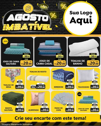 Modelo de Rede Social para Feed Instagram com o tema Agosto Imbatível para Cama, Mesa e Banho