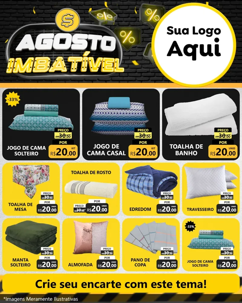 Modelo de Rede Social para Feed Instagram com o tema Agosto Imbatível para Cama, Mesa e Banho