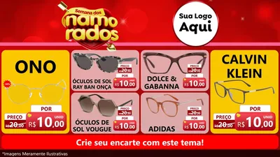 Modelo de TV para TV Horizontal com o tema Semana dos namorados para Óticas