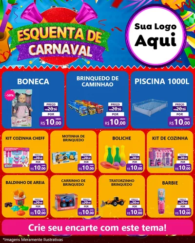 Modelo de Rede Social para Feed Instagram com o tema Esquenta de Carnaval para Brinquedos