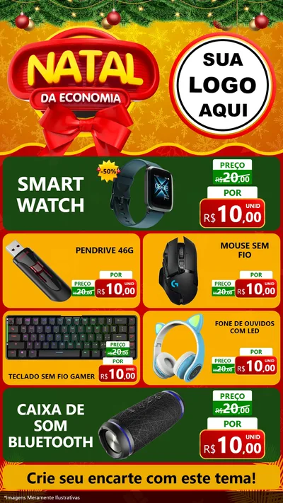 Modelo de TV para TV Vertical com o tema Natal da Economia para Informática
