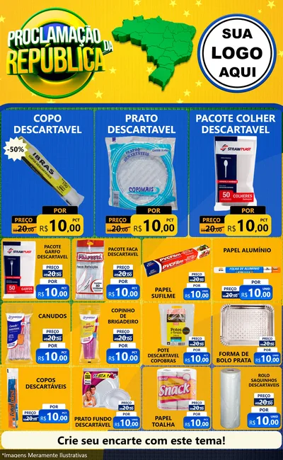 Modelo de Encarte para Encarte Grande com o tema Proclamação da República para Embalagens