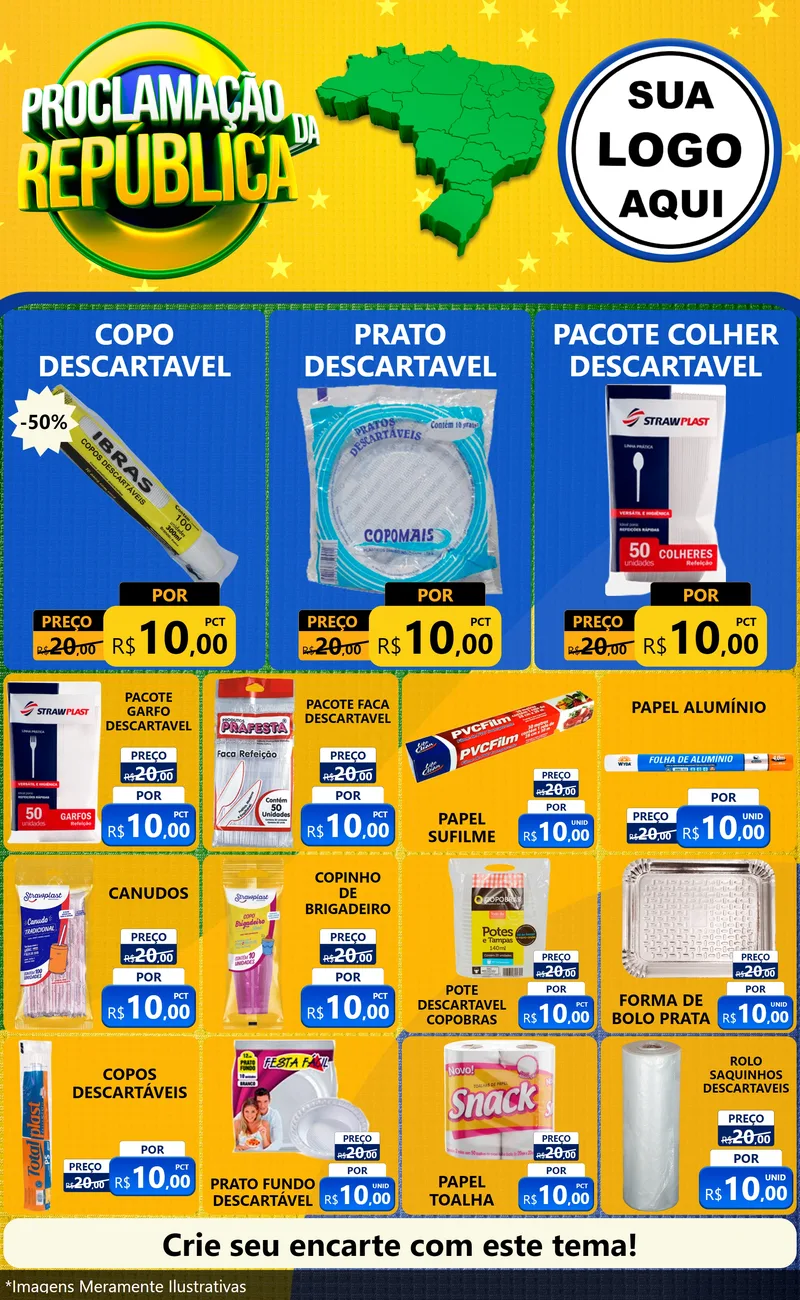 Modelo de Encarte para Encarte Grande com o tema Proclamação da República para Embalagens