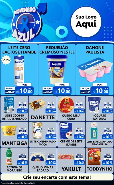 Modelo de Encarte para Encarte Grande com o tema Novembro Azul para Frios e Laticínios