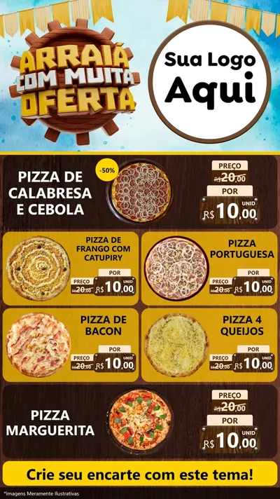 Modelo de TV para TV Vertical com o tema Ofertas de São João - Junina para Pizzaria