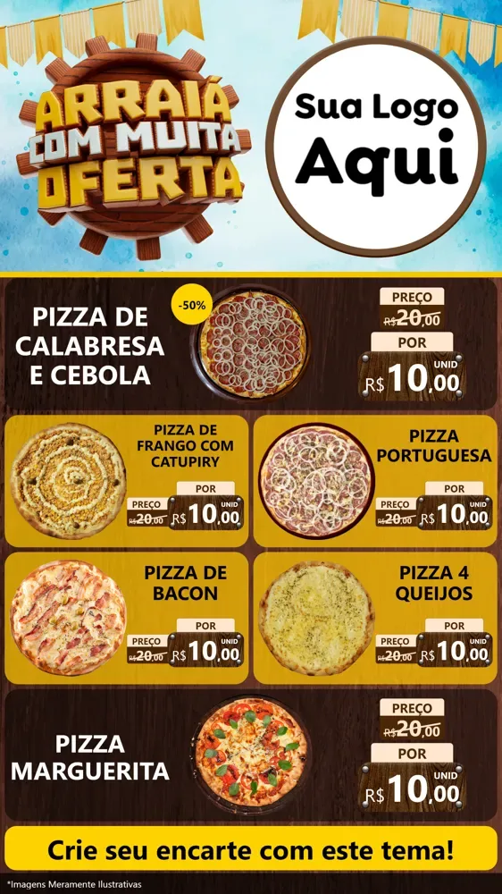 Modelo de TV para TV Vertical com o tema Ofertas de São João - Junina para Pizzaria