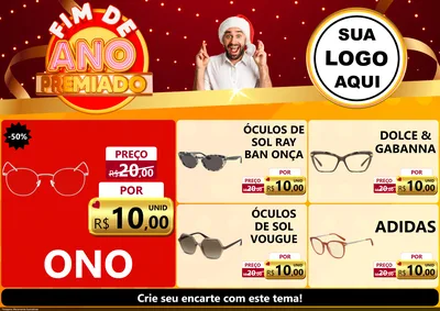 Modelo de Encarte para Encarte A4 Horizontal com o tema Fim de Ano Premiado para Óticas