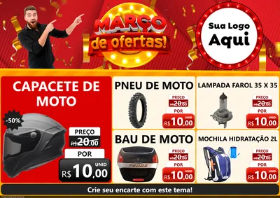 Modelo de Encarte para Encarte A4 Horizontal com o tema Março de Ofertas! para Moto peças