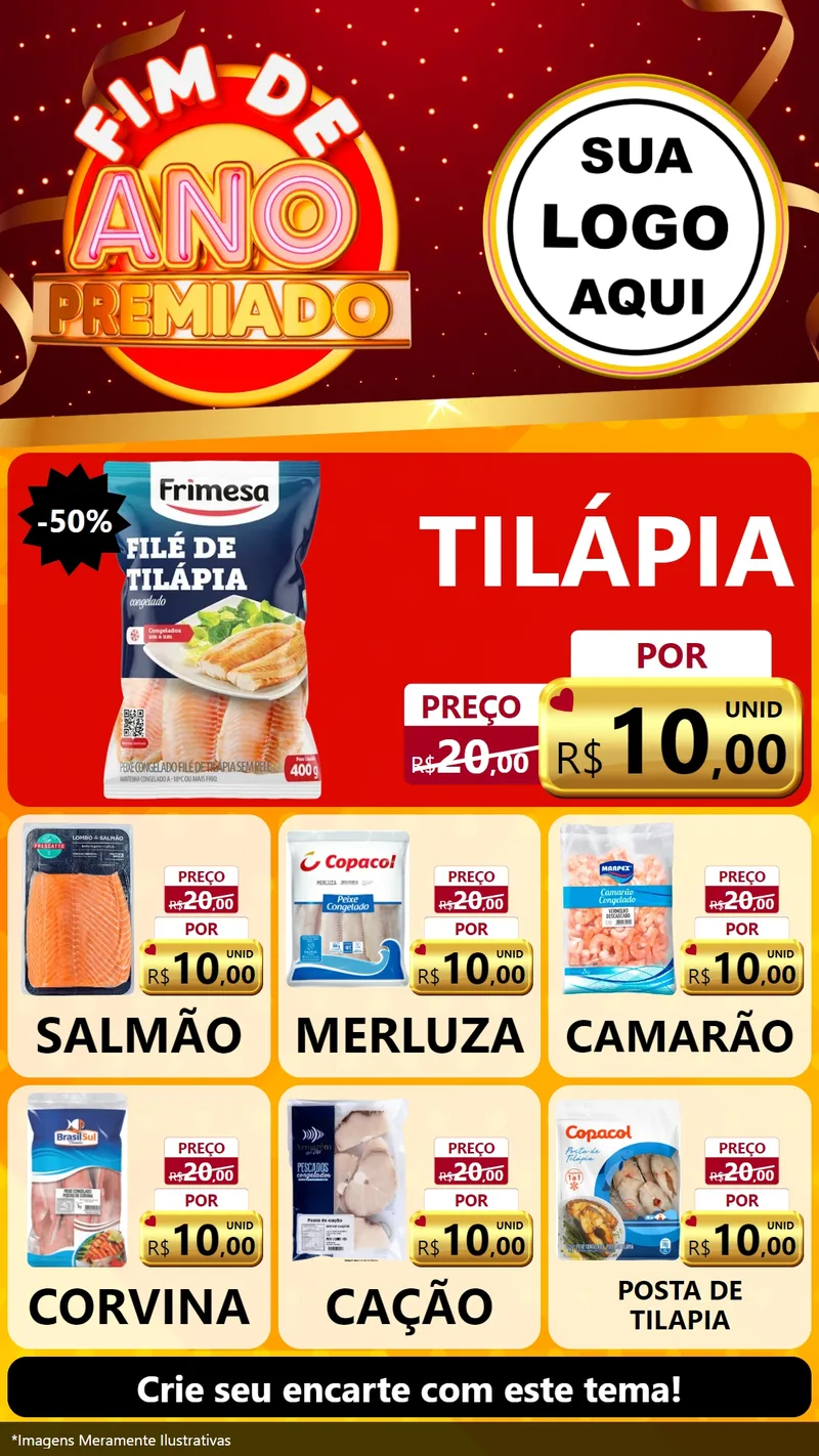 Modelo de Rede Social para Stories com o tema Fim de Ano Premiado para Peixaria