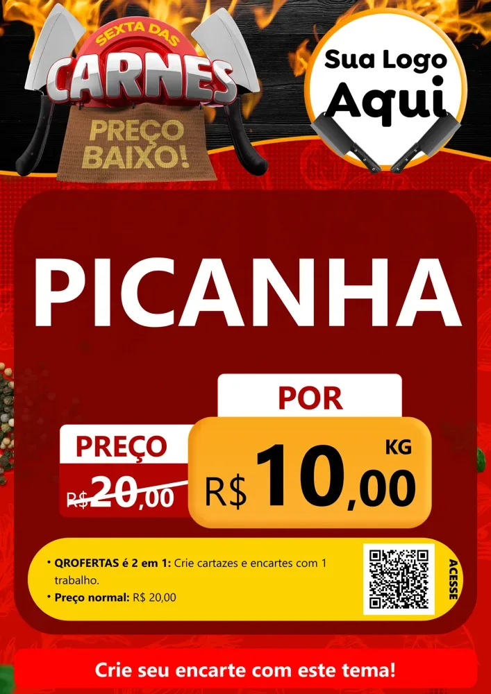 Modelo de Cartaz para Cartaz A4 Vertical com o tema Sexta das Carnes para Açougue