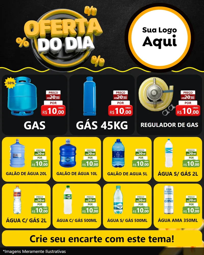 Modelo de Rede Social para Feed Instagram com o tema Oferta Do Dia para Água e gás