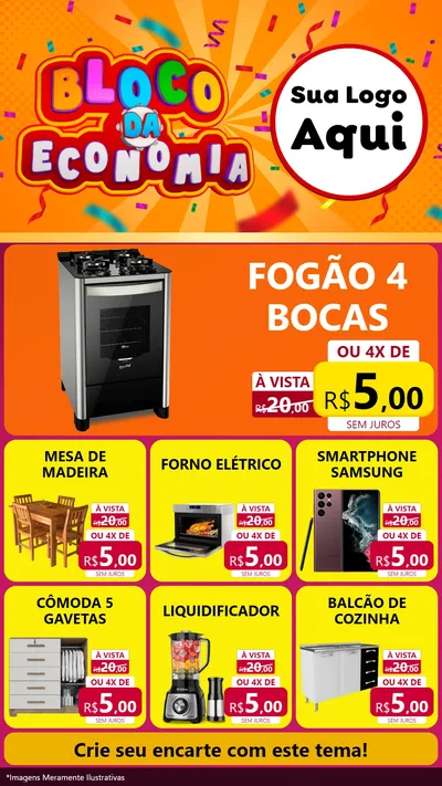 Modelo de Rede Social para Stories com o tema Bloco da Economia para Móveis e Eletro