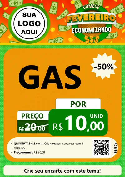 Modelo de Cartaz para Cartaz A4 Vertical com o tema Comece Fevereiro Economizando para Água e gás