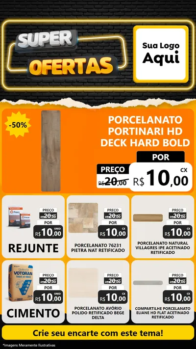 Modelo de Rede Social para Stories com o tema Super Ofertas para Pisos e revestimentos