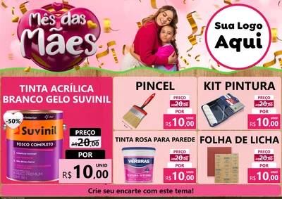 Modelo de Encarte para Encarte A4 Horizontal com o tema Mês das Mães para Tintas e Ferramentas