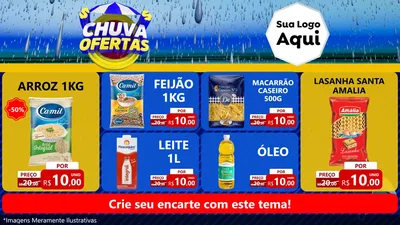 Modelo de TV para TV Horizontal com o tema Chuva de Ofertas para Supermercado