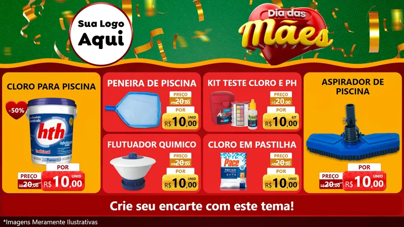 Modelo de TV para TV Horizontal com o tema Dia das Mães para Produtos para Piscina