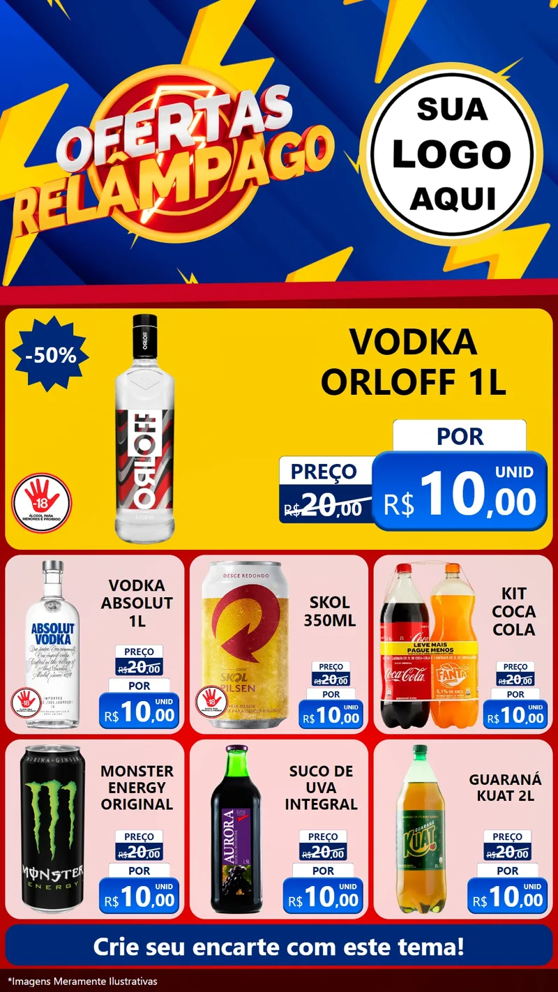 Modelo de Rede Social para Stories com o tema Ofertas Relâmpago para Distribuidora de bebidas