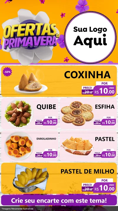 Modelo de TV para TV Vertical com o tema Ofertas Da Primavera para Salgadaria
