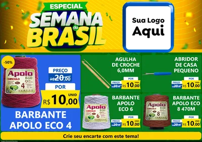 Modelo de Encarte para Encarte A4 Horizontal com o tema Especial Semana do Brasil para Armarinho e Aviamentos