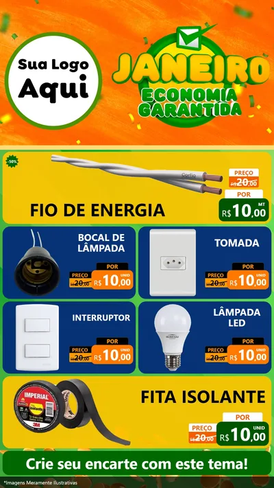 Modelo de TV para TV Vertical com o tema Janeiro - Economia Garantida para Materiais Elétricos