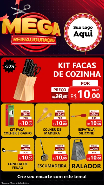 Modelo de Rede Social para Stories com o tema Mega Reinauguração para Utilidades Domésticas