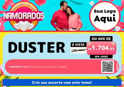 Modelo de Cartaz para Cartaz A4 Horizontal com o tema Promoção Dia dos Namorados para Concessionaria de Carros