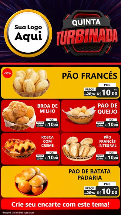 Modelo de TV para TV Vertical com o tema Quinta Turbinada para Padaria