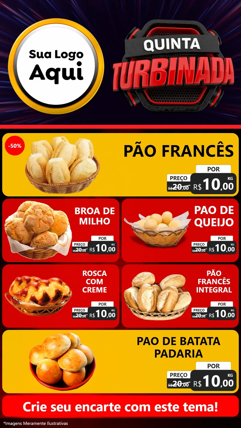 Modelo de TV para TV Vertical com o tema Quinta Turbinada para Padaria