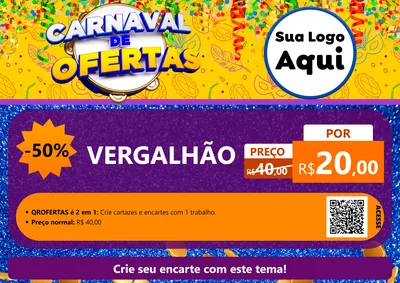 Modelo de Cartaz para Cartaz A4 Horizontal com o tema Carnaval de Ofertas para Ferragens