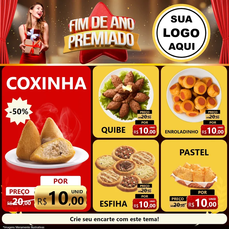 Modelo de Rede Social para Feed Facebook com o tema Fim de Ano Premiado para Salgadaria