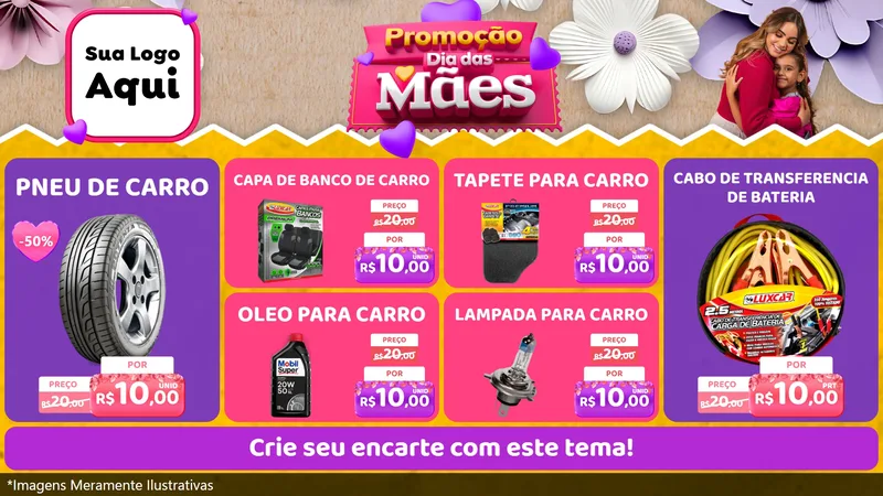 Modelo de TV para TV Horizontal com o tema Promoção Dia das Mães para Auto peças